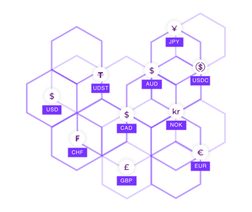 Get Started Purple Cubes Currency Icon Image with stablecoins